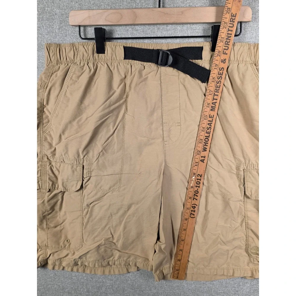 Timberland Mens Cargo Hiking Shorts Tan Khaki Integrated Belt Size Large L